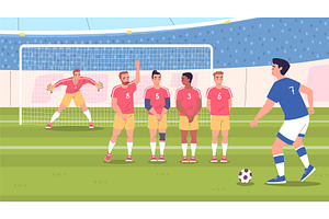 Player kick penalty. Soccer players, a Graphic by Stock-Smart-Start