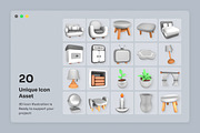 Stylish Room Props 3D Pack, a Decorative Illustration by twinstd (Thumbnail 6 of 6)