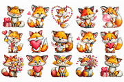 Quirky Valentine Day Fox Clipart, an Illustration by Libby Wishes (Thumbnail 5 of 5)