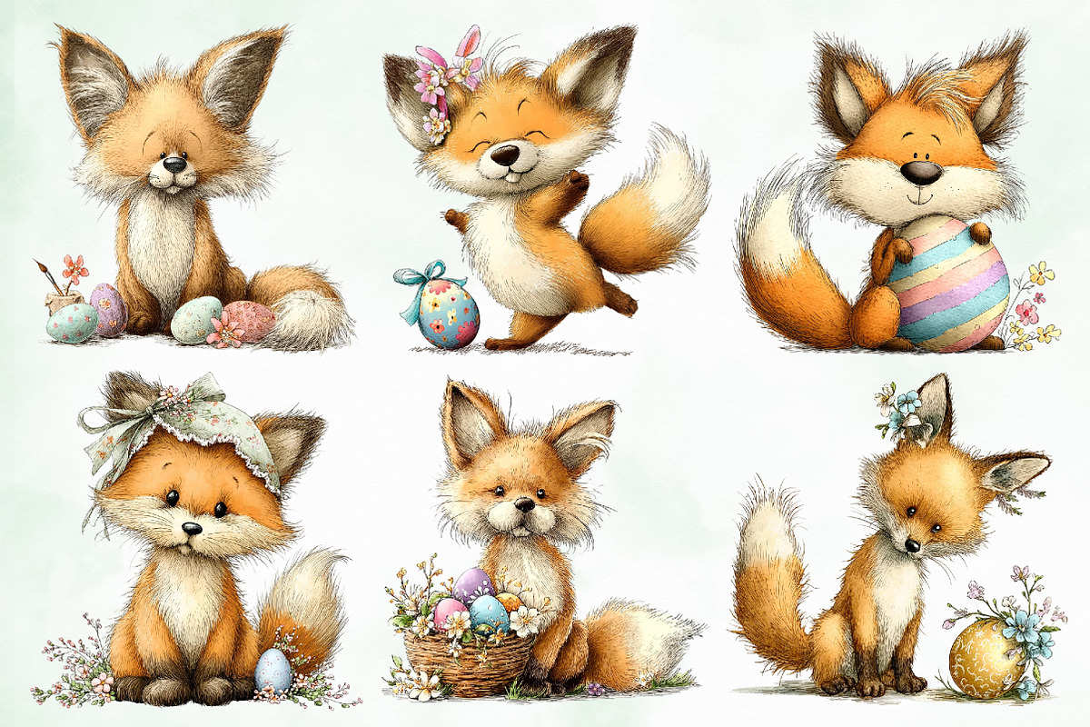 Watercolor Whimsical Easter Fox Png, an Illustration by Creative Art (Photo 4 of 8)