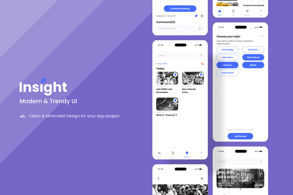 Insight - News & Blog Mobile Apps, an UI Kit Template by twinstd (Photo 3 of 4)