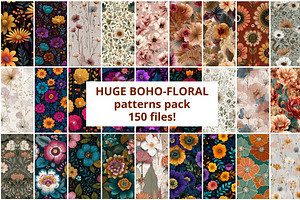 150 Boho Floral Seamless Patterns