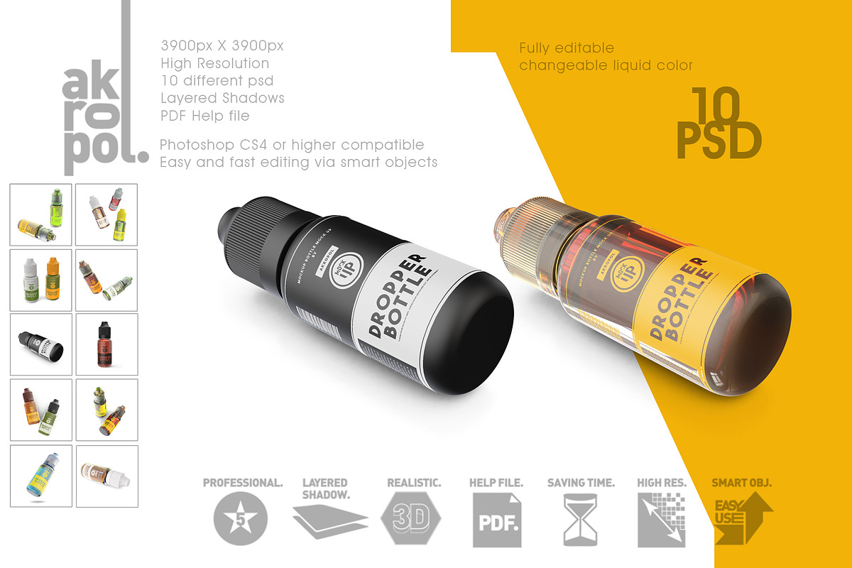 Unicorn Dropper Bottles Mock-up, a Cups & Container Mockup by akropol (Photo 11 of 14)
