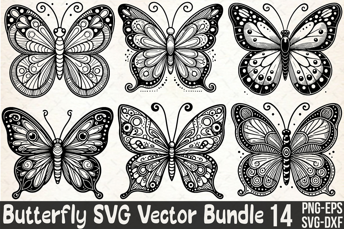 Butterfly SVG Silhouette Vector Bund, an Illustration by Rose Art (Photo 1 of 5)