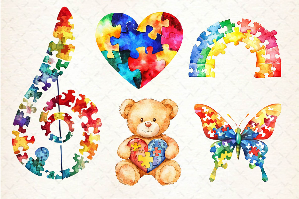 Watercolor Autism Awareness PNG, an Illustration by Dream Creation (Photo 3 of 5)