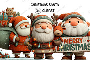 Christmas Santa Clipart Bundle, an Illustration by Creative Art (Thumbnail 1 of 10)