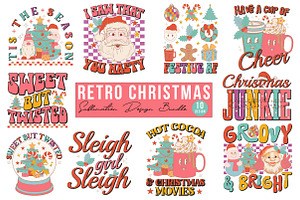 Retro Christmas Sublimation Bundle, a Seasonal Illustration by Craft Nest