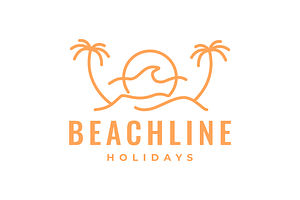wave beach coconut tree logo, a Branding & Logo Template by devastd
