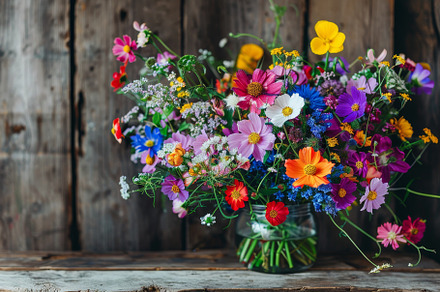 A beautiful arrangement of colorful, a Photo by Tanuart