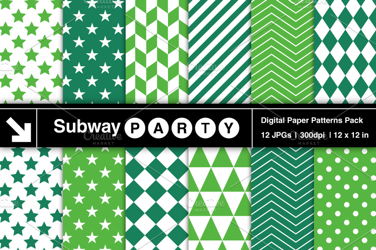 Emerald Green Geometric Papers