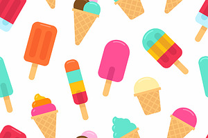 Seamless Pattern With Ice Cream