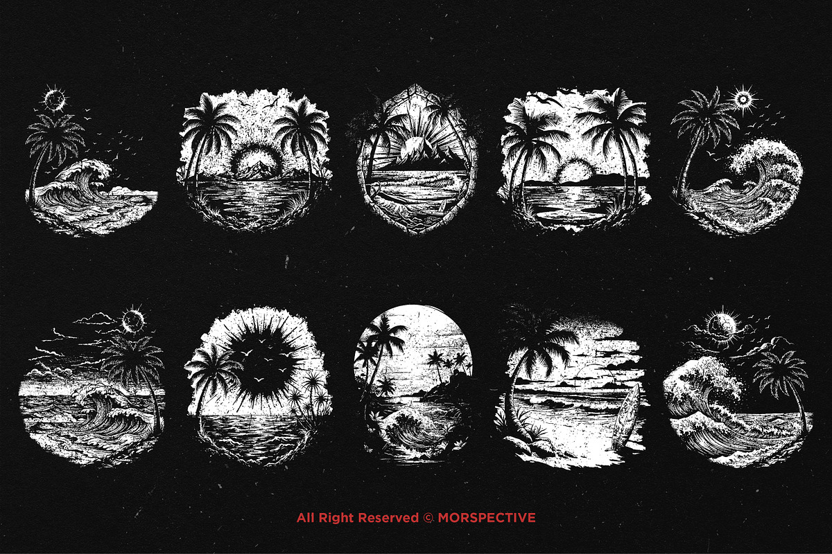 10 Bundle Dark Art Sunset Vibes Sea, an Illustration by Morspective (Photo 6 of 7)