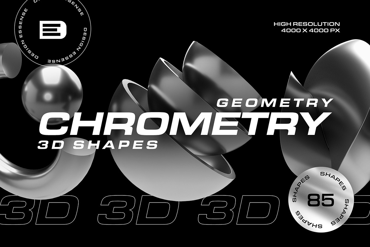 3D Geometry Chrome 85 illustrations, an Object Graphic by assetpro.design (Photo 1 of 10)