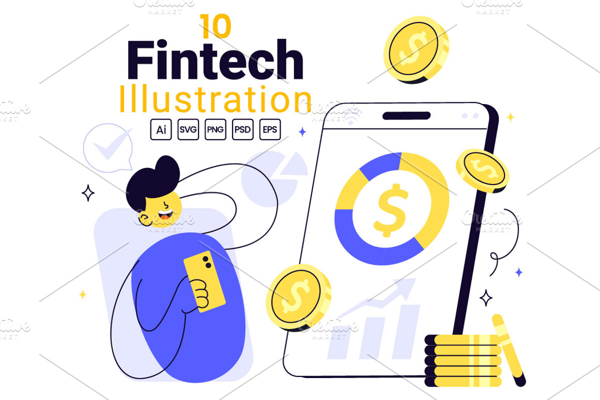 10 Fintech Vector Illustration, a Finance Illustration by denayunebgt (Photo 1 of 4)