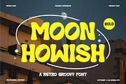 Moon Howish - Groovy Retro Font, a Sans Serif Font by QR Design Studio (Thumbnail 1 of 12)