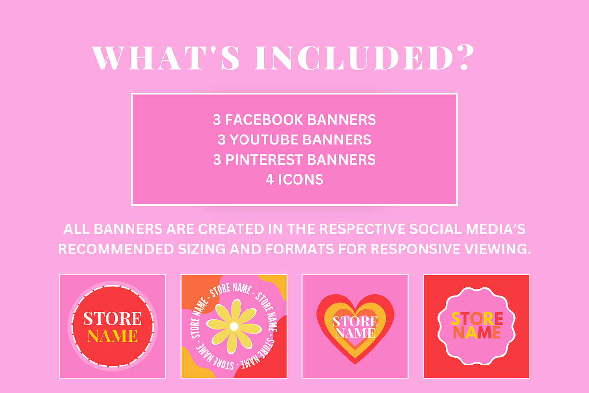 Youtube, Facebook, Pinterest Banners, a Social Media Template by SunshineStudioBoutique (Photo 3 of 9)