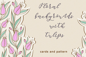 Floral Backgrounds with Tulips, a Decorative Illustration by Artspace