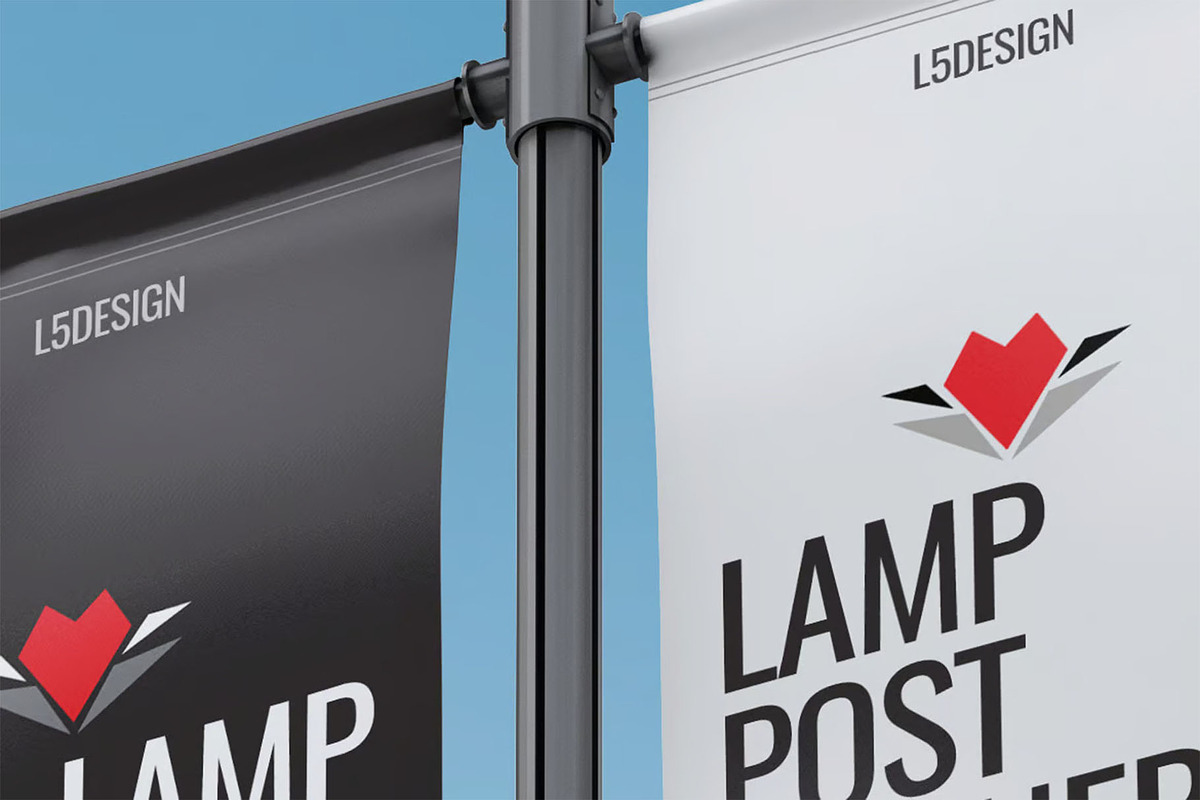 Lamp Post Banner Mock-Up, an Advertising Mockup by DesignRushMarket (Photo 3 of 5)