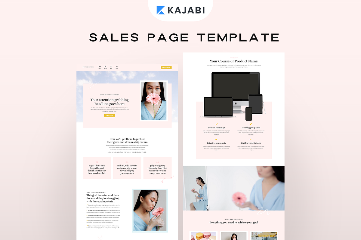 Kajabi Sales Page Template, a Landing Page Template by Pixel & Flow (Photo 1 of 9)