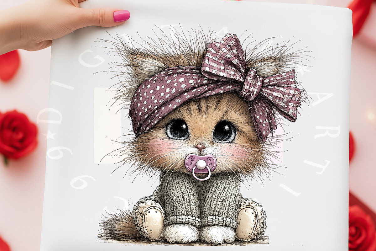 Whimsical Baby Kitten Clipart Bundle, a Transportation Illustration by Digital Artistic99 (Photo 4 of 7)
