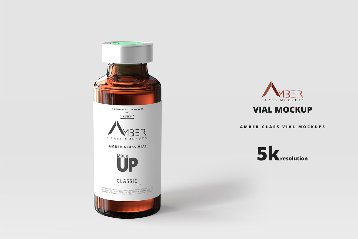Amber Glass Vial Mockup, a Packaging Mockup by pmvch (Photo 1 of 11)