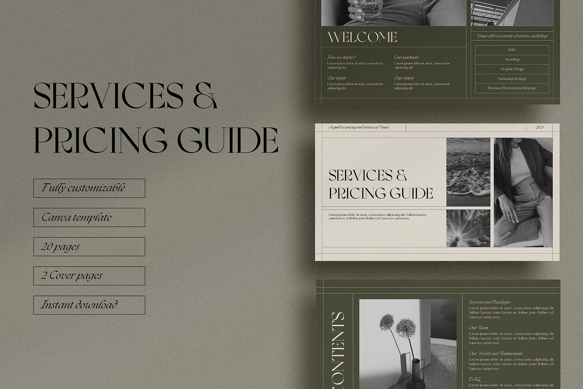 Venice Services and Pricing Guide, a Marketing Template by Amaré Creative (Photo 2 of 7)