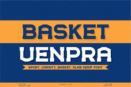 Basket Venpra - Sport Varsity Font, a Slab Serif Font by QR Design Studio