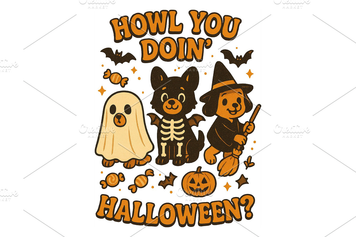 Howl You Doin Halloween Dog Costume, a Background Graphic by LaseredNinja (Photo 1 of 7)