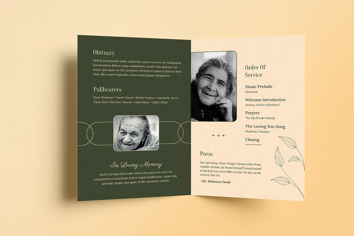 Vintage Minimal Funeral Program, a Brochure Template by Neermana (Photo 4 of 4)