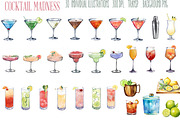 Cocktail madness watercolors, a Food Illustration by Winged Graphics (Thumbnail 2 of 4)