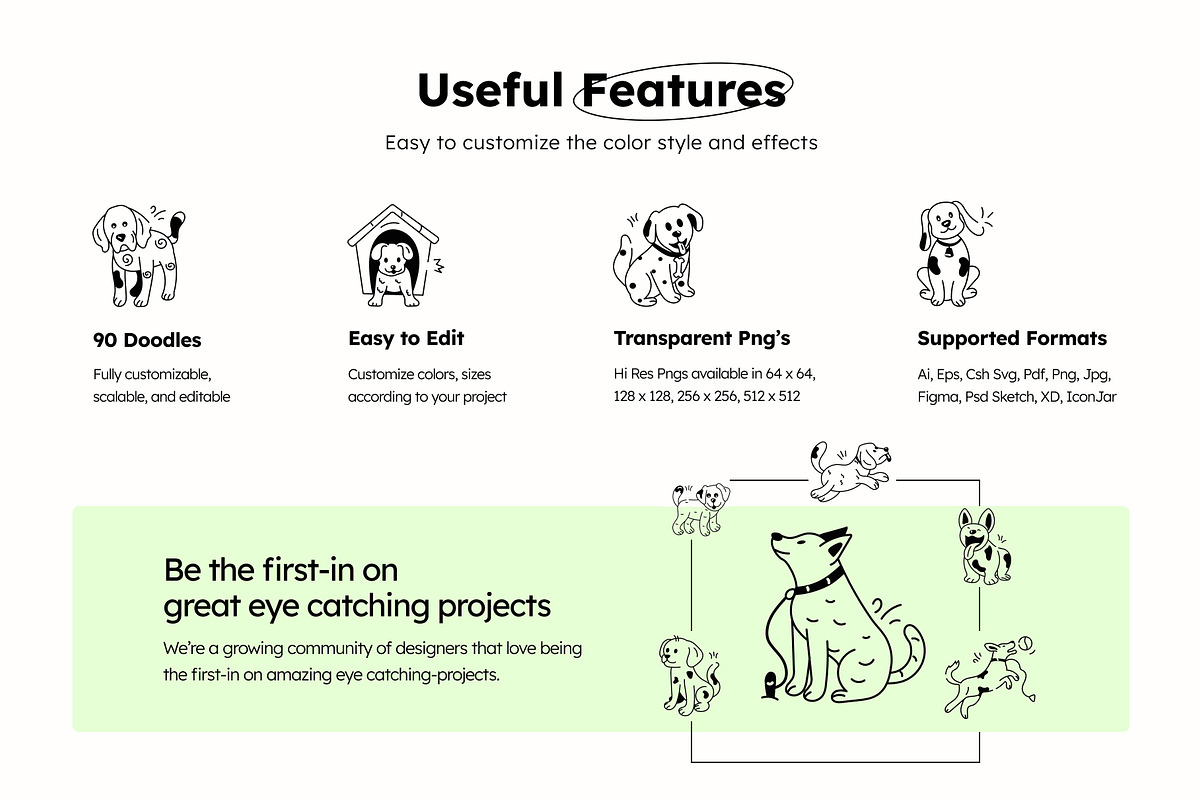 Dog Doodle Icons, a Solid Icon by Prosymbols (Photo 2 of 8)