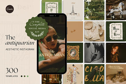 The Antiquarian Social Media Bundle, a Social Media Template by The Flossy Finch