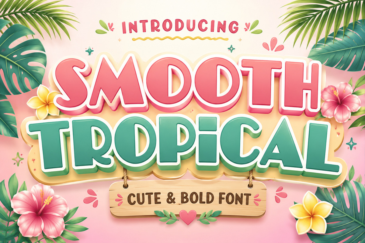 Smooth Tropical – Cute Bold, a Sans Serif Font by Limited.studio (Photo 1 of 5)