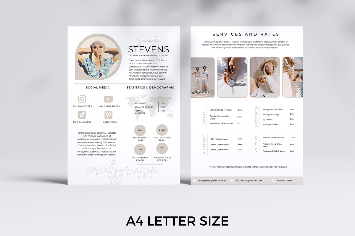 2 Page Media Kit Template Beige, a Presentation Template by CoCreatorDesigns (Photo 4 of 7)