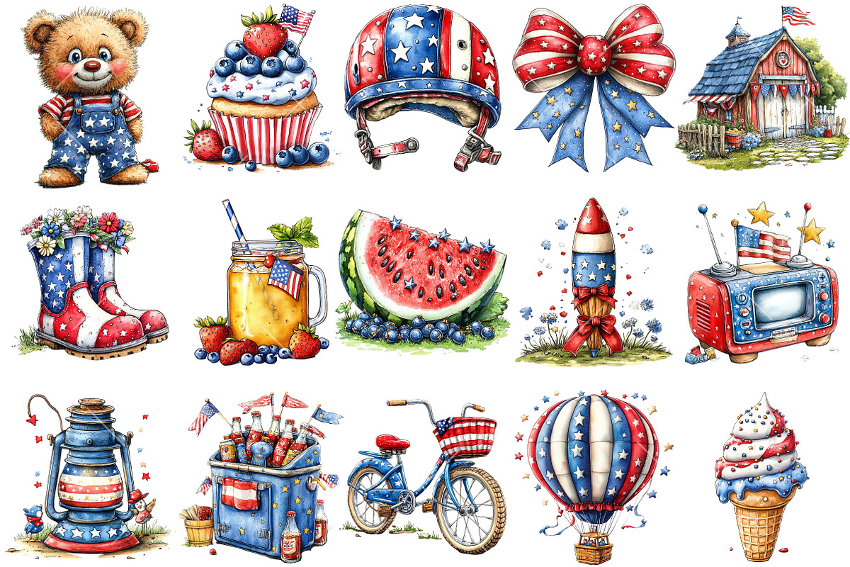 Americana 4th of July Clipart PNG, an Illustration by OK Design (Photo 3 of 6)