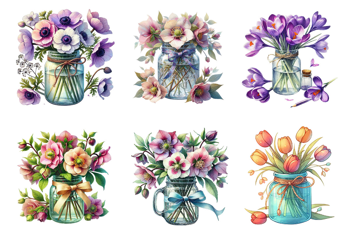 Watercolor Spring Flower Jar PNG, a Graphic by CitraGraphics (Photo 2 of 4)
