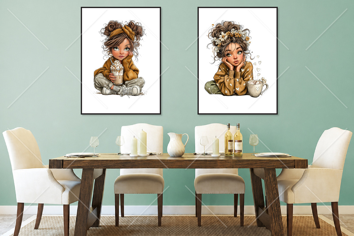 Whimsical Coffee Girl Clipart Bundle, a Seasonal Illustration by Canvas Craft (Photo 7 of 10)