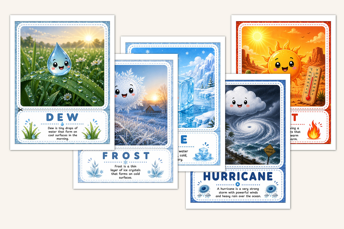 Weather Flashcards, a Stationery Template by Designmela01 (Photo 3 of 5)