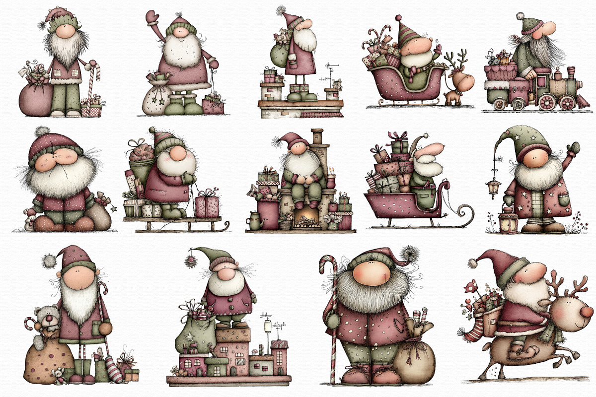 Retro Santa Clipart, an Illustration by Libby Wishes (Photo 5 of 7)