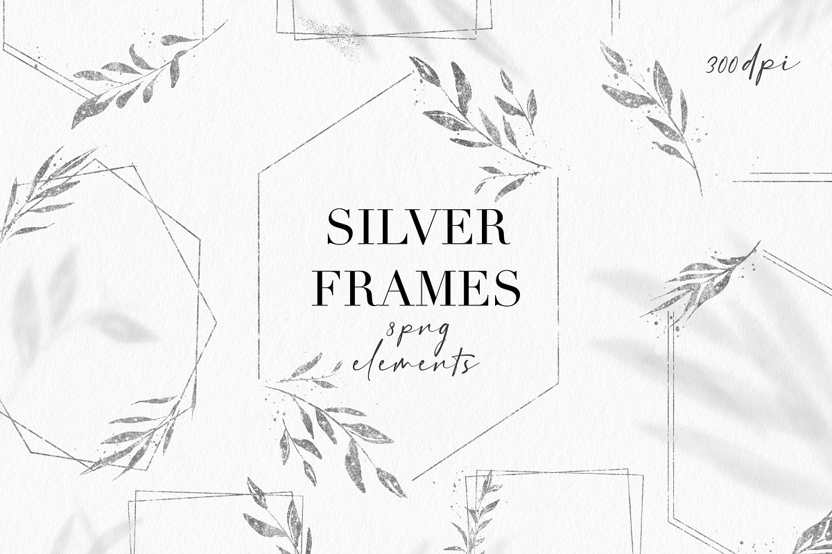 Silver Frames Clipart Floral PNG, an Illustration by LuiDesignStudio (Photo 1 of 4)