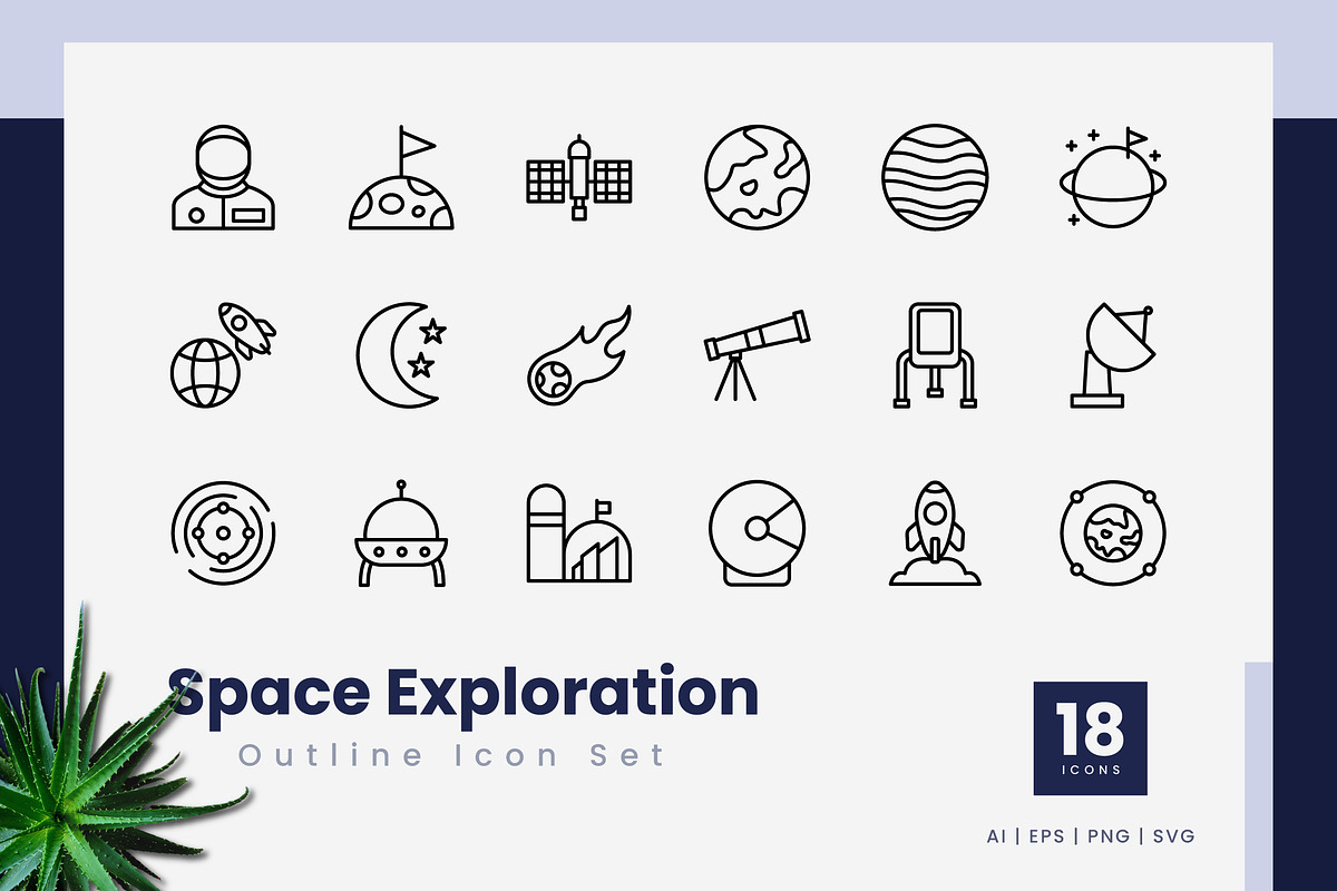 Space Exploration Outline Icons, an Outline Icon by Zeer Graphic