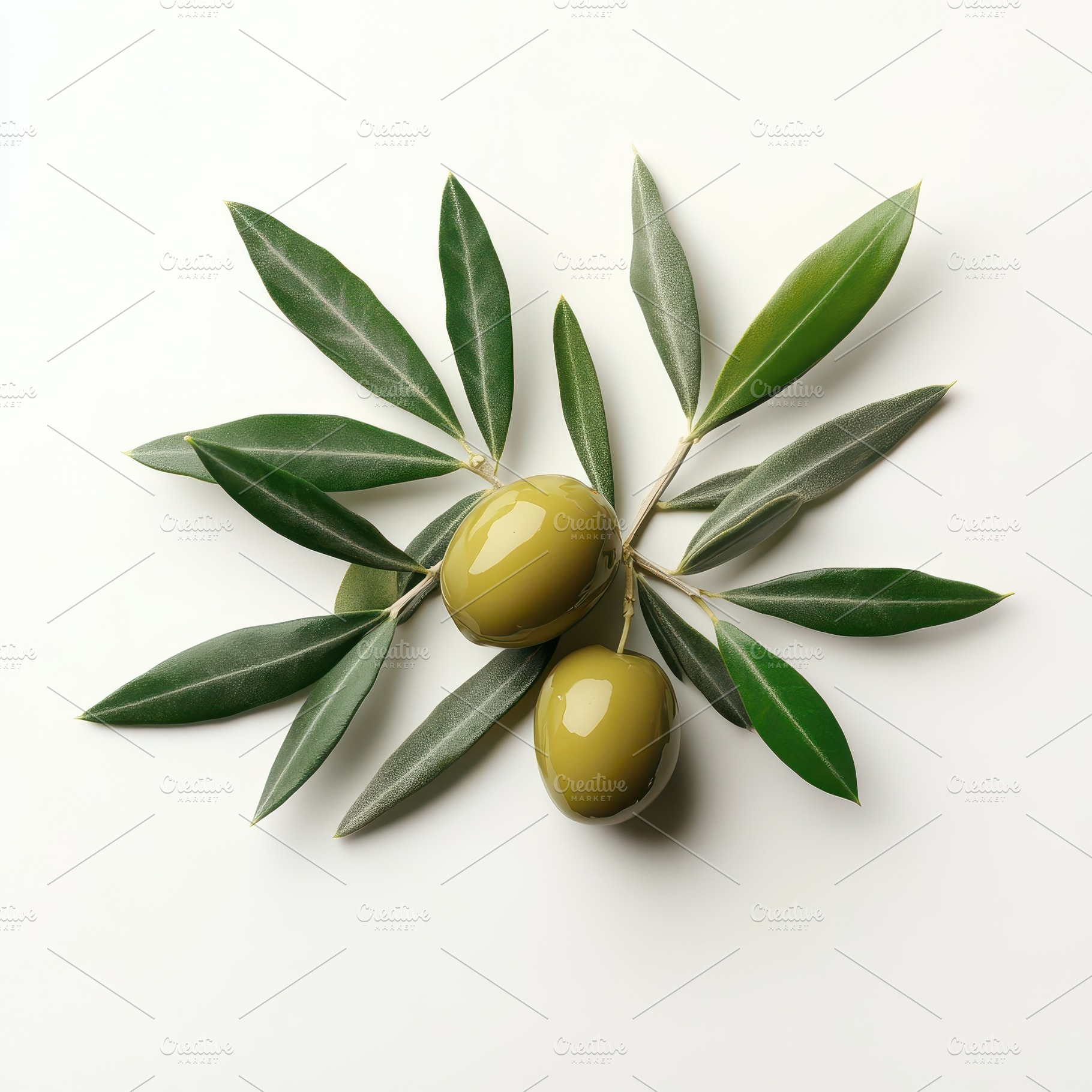 Green Olives on Olive Branch Minimal, a Food & Drink Photo by Pixeness Studio