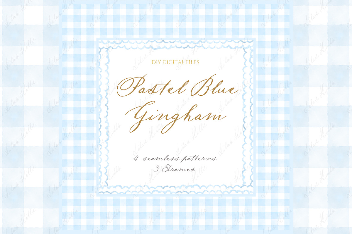 Gingham Pastel Blue Pattern Frames, an Illustration by LABFcreations (Photo 1 of 4)