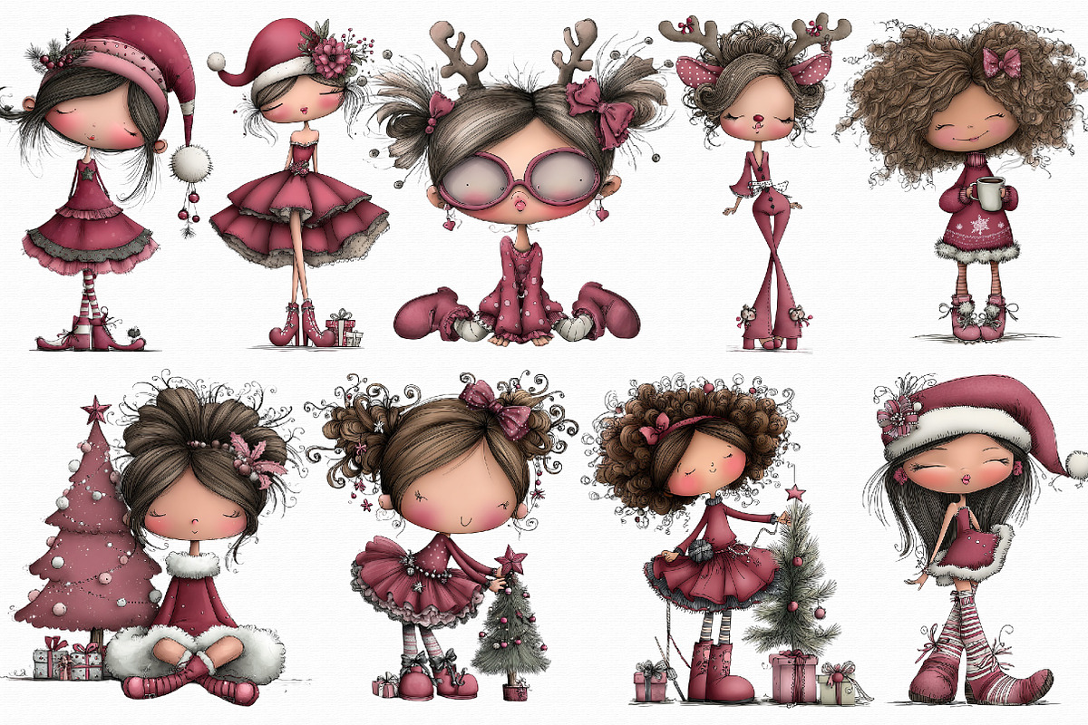 Whimsical Christmas Pin Up Girl Clip, an Illustration by Libby Wishes (Photo 3 of 7)