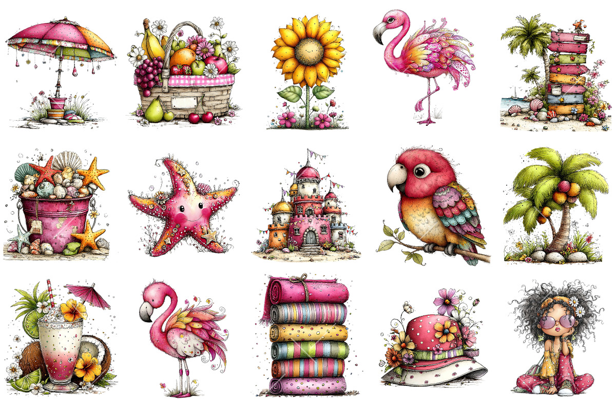 Whimsical Summer Clipart, an Illustration by OK Design (Photo 3 of 6)
