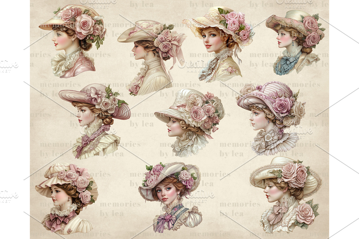 Victorian Lady Portrait Clipart PNG, an Illustration by Memories By Lea (Photo 9 of 9)