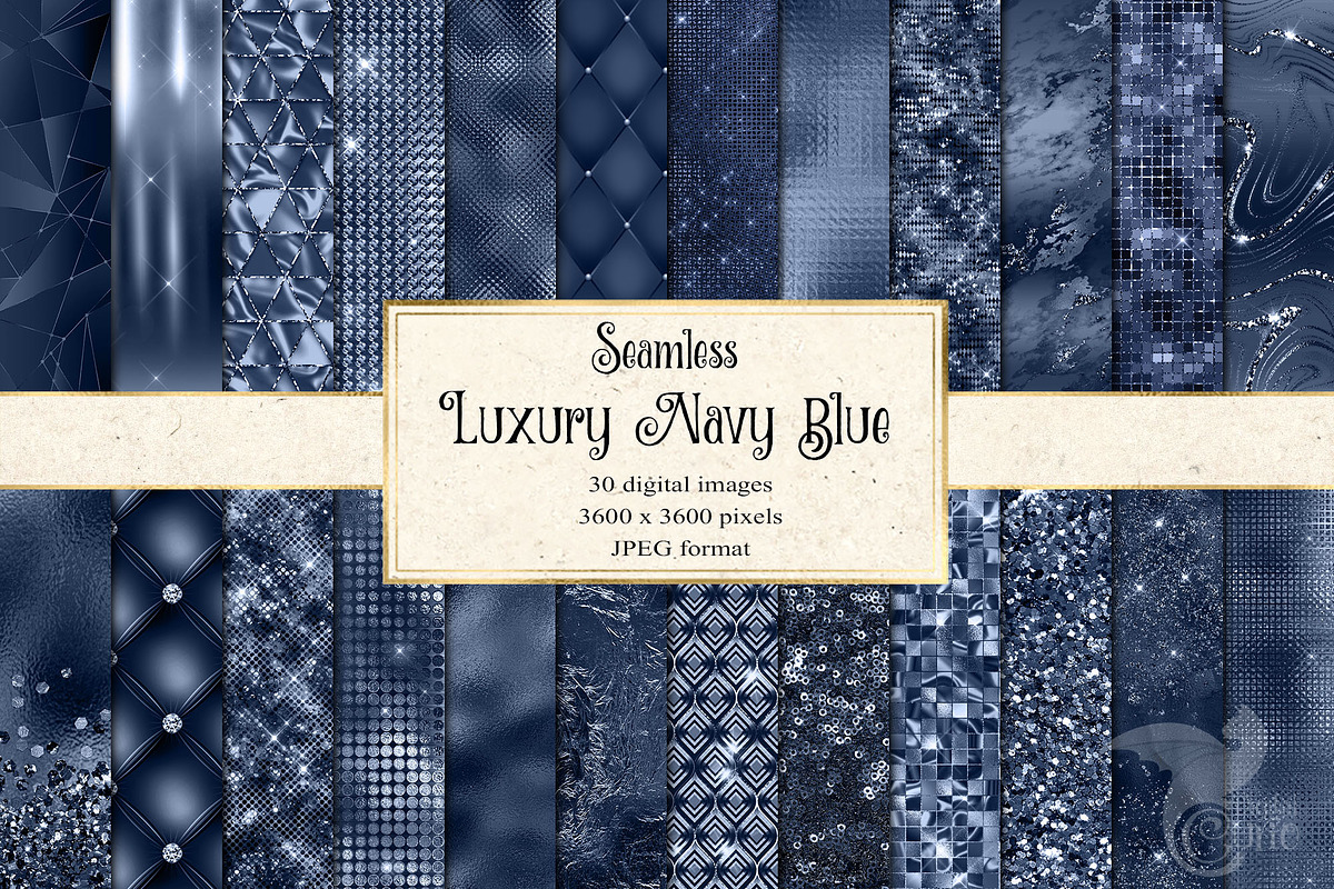 Luxury Navy Blue Digital Paper, a Texture Graphic by Digital Curio