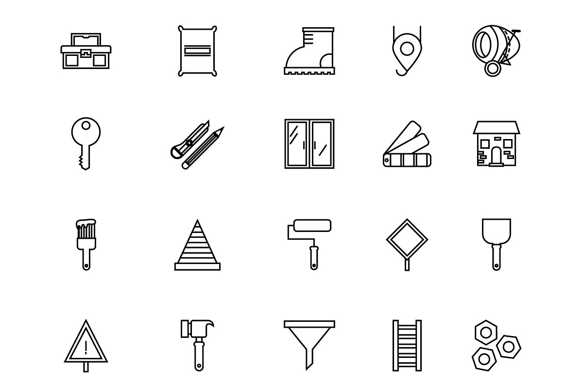 Construction Line Icon Set, an Outline Icon by studiogstock (Photo 3 of 4)
