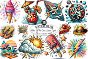 Retro Pop Art Comic Summer Clipart, an Illustration by Designking (Thumbnail 1 of 4)