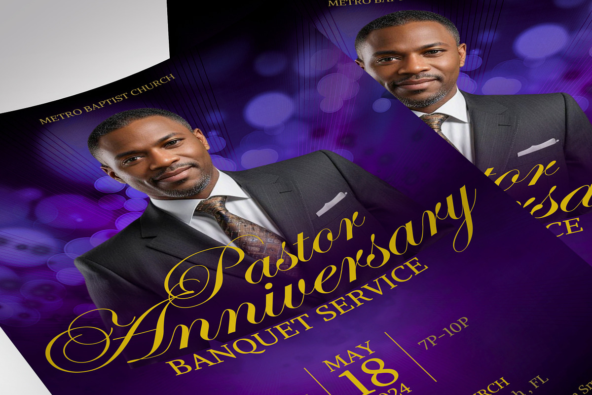 Pastor Anniversary Banquet Flyer, a Flyer Template by Four C Graphic (Photo 9 of 10)